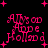 Pixelated pink text and plus signs on black background with animated sparkles, four identical arranged in a
