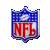 pixelated NFL shield icons in various states: fully rendered, partially obscured, and blank white or gray shields on a light gray background