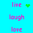 pink text words on a cyan background with green pixelated symbols next to some words