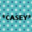 A static icon with a light blue background patterned with alternating light and dark blue squares, featuring the text *CASEY* in bold black letters centered horizontally with asterisks on both sides.