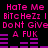 Pixelated pink text on black background with purple audio waveforms, repeating phrases and a consistent layout across two visible frames.