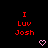 Red text "I Luv Josh" with pink pixel hearts on black background, static display.