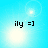 Pixelated blue background with four identical 'ily =]' text icons arranged in a , each surrounded by bright white light effects