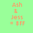 Pixelated orange text on light green background reads 'Ash & Jess = BFF' with a horizontal blue bar shifting position across four views.