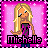 Pixel art icon of a blonde woman in a strapless dress with pink and purple gradient, standing against a pink starry background.