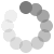 Circular arrangement of light gray and white segments with a single dark gray segment rotating clockwise across a light gray background.