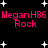 Black background with white stars and pink text reading "MeganH86 Rock" in two , repeated twice in a pattern