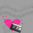 Pixelated pink heart with scattered smaller pink squares above it, positioned over a black and white checkered pattern on gray background.