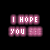 A 4x3 contact sheet of pixelated text frames showing an animation sequence where the phrase "I HOPE YOU SEE THE HEART IN ME" gradually appears in pink block letters on a black background, with one frame containing a gray transparency placeholder.