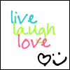 Static square icon with white background featuring three stacked words in different colors and two black symbols at the bottom right.