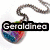 A heart-shaped pendant with rainbow colors and a silver chain, overlaid by the text 'Geraldinea' on a white background.