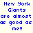 Pixelated text reads 'New York Giants are almost as good as me!!' across four color backgrounds in a