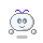 Four pixelated white cartoon characters with blue accents in a 2x2 contact sheet, each showing different expressions and poses across sampled frames.