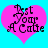 Two identical pink heart-shaped icons with black text on a cyan background, each displaying 'Just Your A Cabb' in a stylized font.