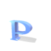 Animated sequence of a blue 3D letter P rotating through multiple angles with consistent shadowing on white background.