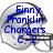 Pixelated football helmet with blue text overlays reading "Finnny Franklin Chargers C-2" and "Running Back Linebacker #20" on a white background.