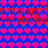 A static pixel art image with a blue background patterned by of pink and purple hearts, overlaid with red text repeating 'stebo' in two horizontal bands