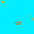 Blue background with orange 'ali' text repeated in , scattered stars in yellow and light blue