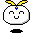 A 4-frame pixel art animation of a white round character with yellow antennae and blue gem on forehead, showing subtle facial expression changes across frames.