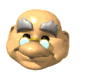 Animated sequence of a cartoon character's head showing changing facial expressions and eye positions across frames.