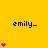 Yellow background with repeated 'emily_' text and varying purple heart counts per