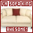 identical sofa images with red text borders and 'AWESOME!' captions, where some frames show animated color changes in the top-left corner