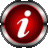Circular icon with red gradient center and silver-gray border containing white lowercase 'i' symbol.