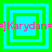 Four identical square with green and cyan concentric borders, each containing pink text reading "=]Karydan=" over a blue background