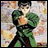 Pixelated anime character in green outfit with arms crossed, standing against blurred background with text 'Anime IM' and 'com' on black