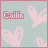 Pixelated text 'Cailin' appears in pink on a light blue background with repeating white heart shapes, changing