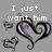 Gray background with black and purple heart symbols, white pixelated text reading "I just want him to look into my eyes and say 'You Look Gorgeous.'".