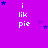 Purple background with white text 'i lik pie' and scattered blue stars in a pattern