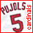 nine identical baseball-themed icons with red borders, each displaying 'PUJOLS 5 cardinals' text on a white background