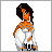 Pixel art contact sheet showing a 3x3 grid of frames from an animated icon featuring a cartoon woman in white and gray clothing with orange skin, alongside repeated "Gucci Girl" text on gray backgrounds.