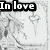 A black-and-white animated icon with text overlays reading "In love" and "and In Death," featuring a heart symbol that changes shape between frames.