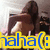Animated icon shows a person in a brown outfit with long dark hair, seated and leaning forward, with blue text reading "haha(:" overlaid on the lower left.