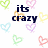 Pixelated heart shapes in pastel colors surround dark blue text reading "its crazy how much I love" on a white background with gray corner.