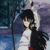 Animated sequence of a character with black hair and white clothing holding a staff, standing in front of trees and purple sky.