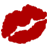 Static pixelated icon of red lips with a gray tongue sticking out against a light gray background.