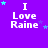 Purple background with white text "I Love Raine" and scattered cyan and purple stars in a of nine repeated