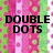 Pixelated static image with bold black text "DOUBLE DOTS" centered over a pink and green pixelated background.