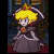 Pixel art contact sheet showing two frames of a character with blonde hair, crown, and dark dress against a blurred background, plus text reading "Shadow Queen" on a gray panel.