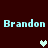Pixelated text 'Brandon Brandon' appears twice on a dark red background with three pixel hearts in light and gray tones.