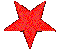 Red star-shaped icon with pixelated texture, transitioning through multiple orientations and partial forms against gray background.