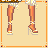 Pixel art of a blonde woman in a patterned top, showing legs, torso, and three head expressions with text 'Kristy' in orange and yellow
