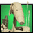 A pixelated image shows a light brown horse head against a green background with a small dark figure and vertical lines, next to text reading "Roger roger!" on black.