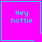 Four identical bright pink square with cyan borders display "Hey hottie" text, each has a distinct cyan symbol in the bottom-right corner