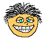 Yellow cartoon face with spiky black hair, blue eyes, and a red tongue in various expressions including smiling, winking, and sticking out the tongue.