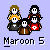 Two side-by-side pixel art frames of a Maroon 5-themed buddy icon showing band members in different poses with text below each frame.