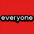 Red background with pixelated text 'everyone loves a rockstar' and a low-resolution photo of a person holding a blue electric guitar.